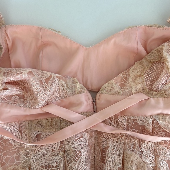 For Love & Lemons Meredith Embroidered Strappy Lace Puff Sleeve Mini Dress - Picture 11 of 15